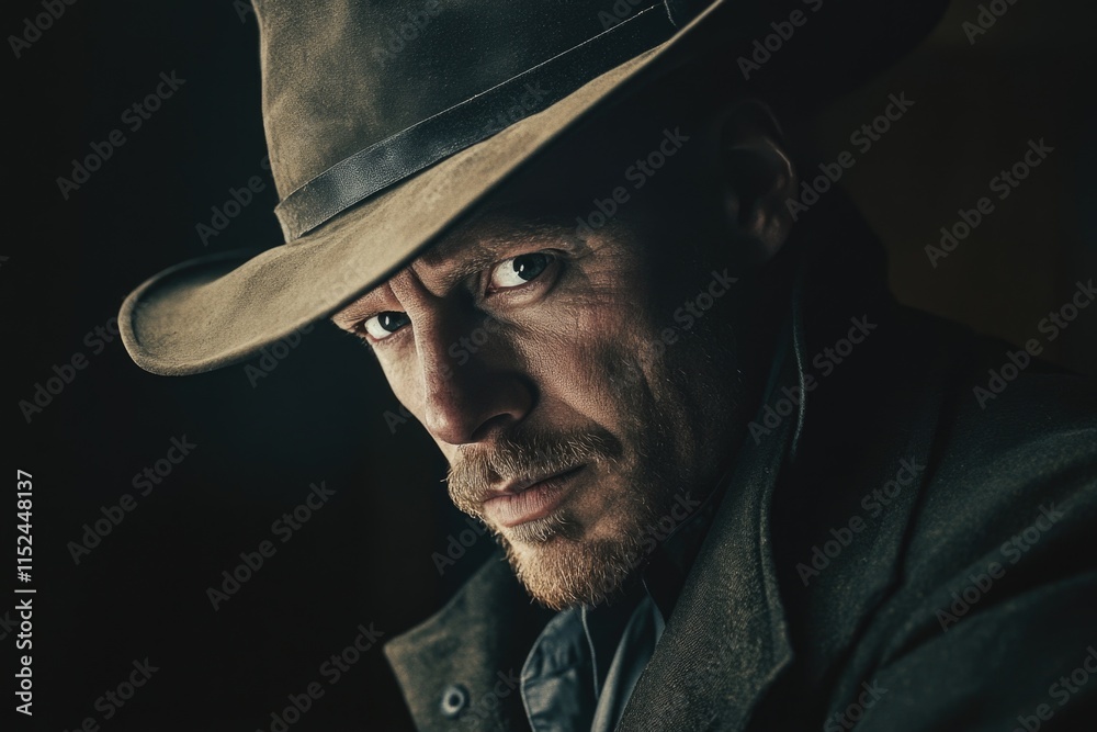 A person wearing a hat and a jacket, possibly outdoor or street scene A person wearing a hat and a jacket, possibly outdoor or street scene