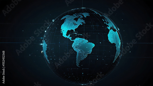 Futuristic globe data network elements abstract dark background