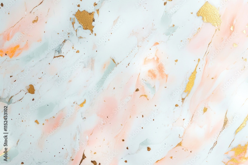 Obraz premium Close-up view of a marble surface featuring golden paint details