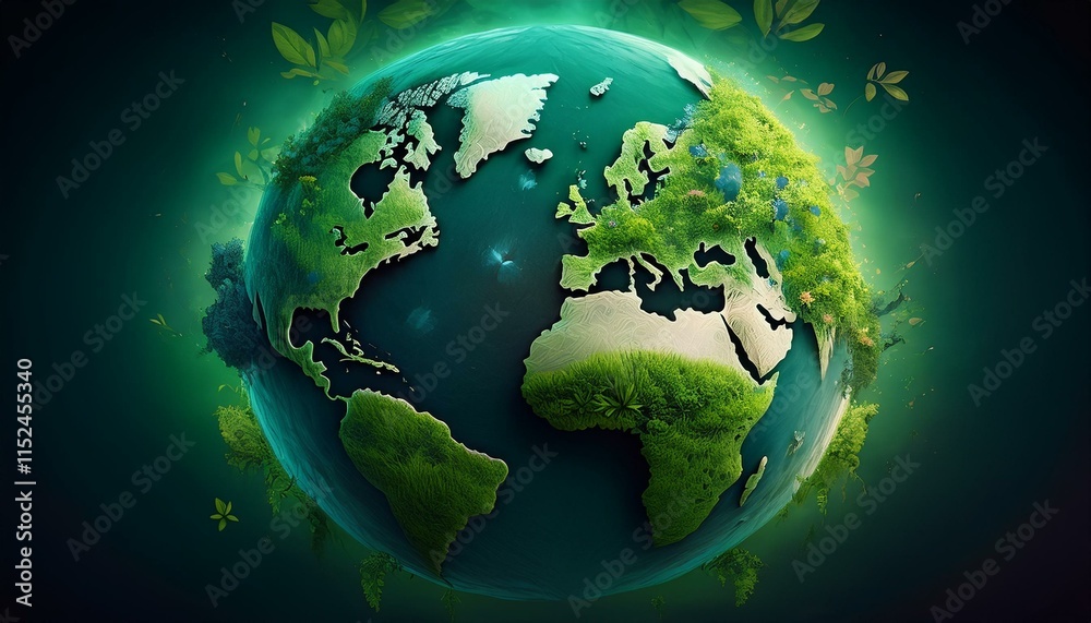 Fototapeta premium Green Earth Sustainability Roots Plants Nature Evergreen Preservation Concept Three