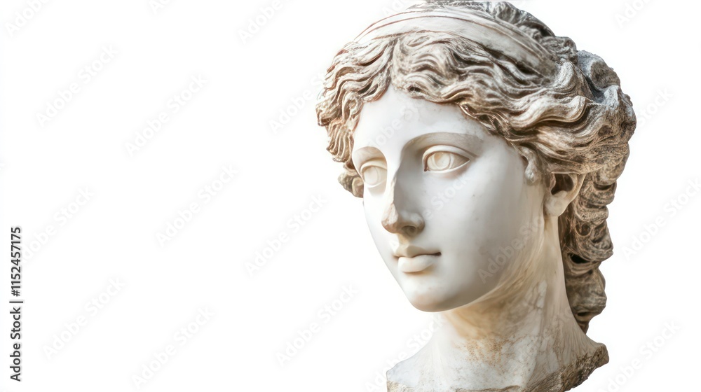 Gypsum copy of ancient statue Venus head isolated on white background Gypsum copy of ancient statue Venus head isolated on white background
