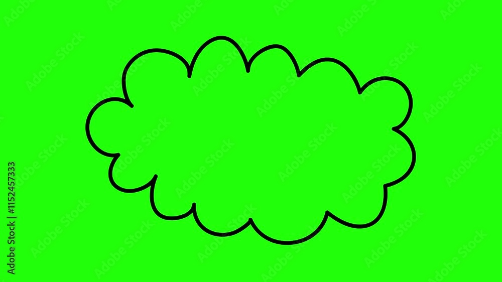 Hand Drawn Thought, Dreaming Cloud Shaky Animation on Green Background Hand Drawn Thought, Dreaming Cloud Shaky Animation on Green Background