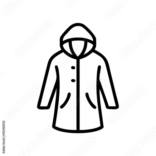 Raincoat icon, minimalist line art design