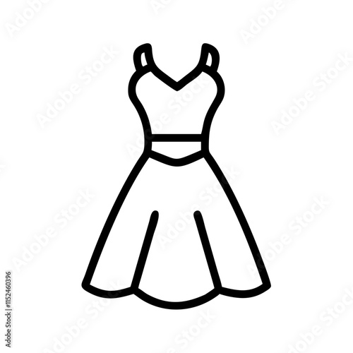 Dress icon, minimalist line art design