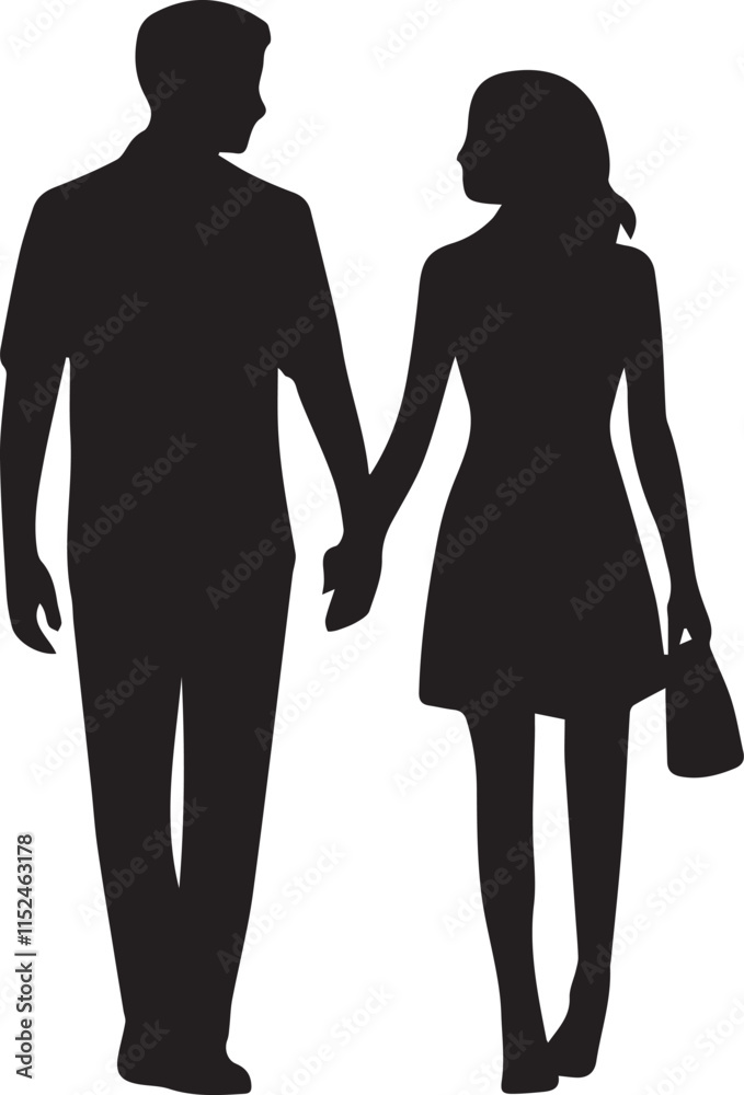 silhouette of a couple holding hands silhouette of a couple holding hands