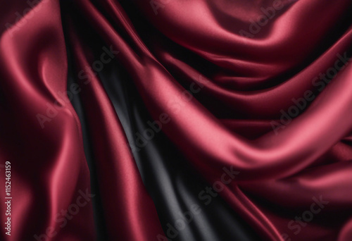 Black dark deep red burgundy cherry maroon crimson abstract background Silk satin velvet fabric Eleg photo