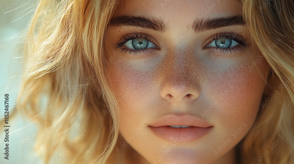 Confident girl flawless skin posing for a beauty campaign in natural light Confident girl flawless skin posing for a beauty campaign in natural light
