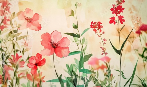 botanical details, and red and pink flowers