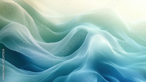 Wallpaper Mural Abstract flowing wave-like textures transitioning from pale blue to soft mint green, featuring smooth curves and intersecting lines for a serene and balanced design. Background Torontodigital.ca
