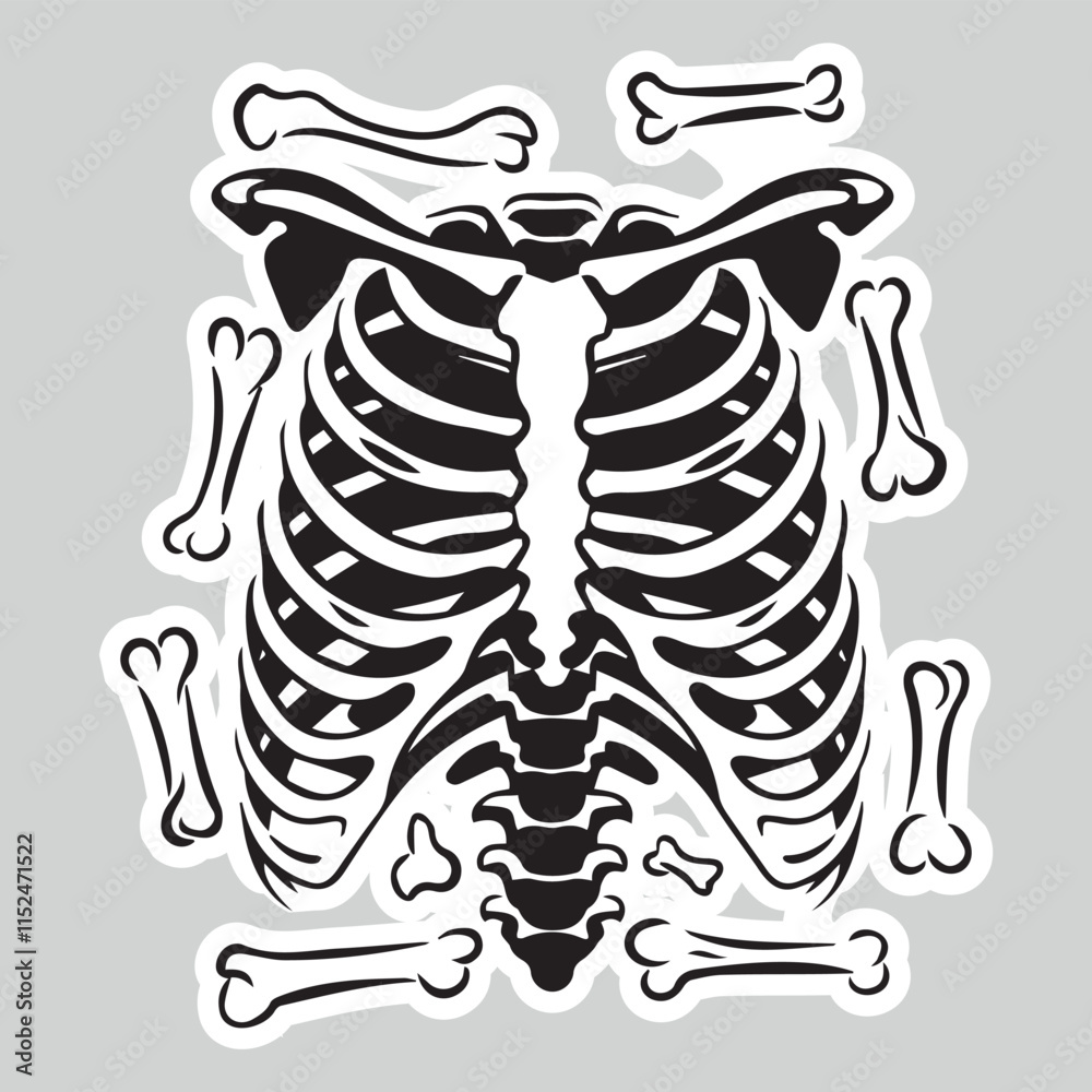 Skull silhouette: Gothic icon, Halloween symbol, death concept, spooky design, Flat vector illustration sticker Skull silhouette: Gothic icon, Halloween symbol, death concept, spooky design, Flat vector illustration sticker