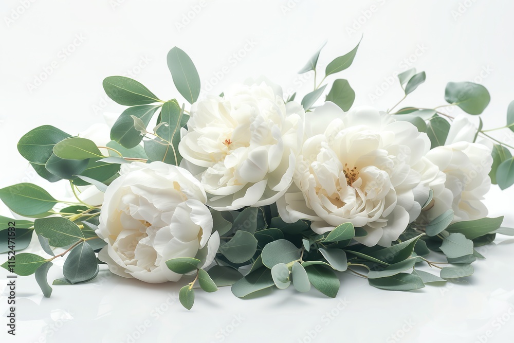 Elegant white flowers with lush green leaves, perfect for any floral arrangement or decoration. Elegant white flowers with lush green leaves, perfect for any floral arrangement or decoration.