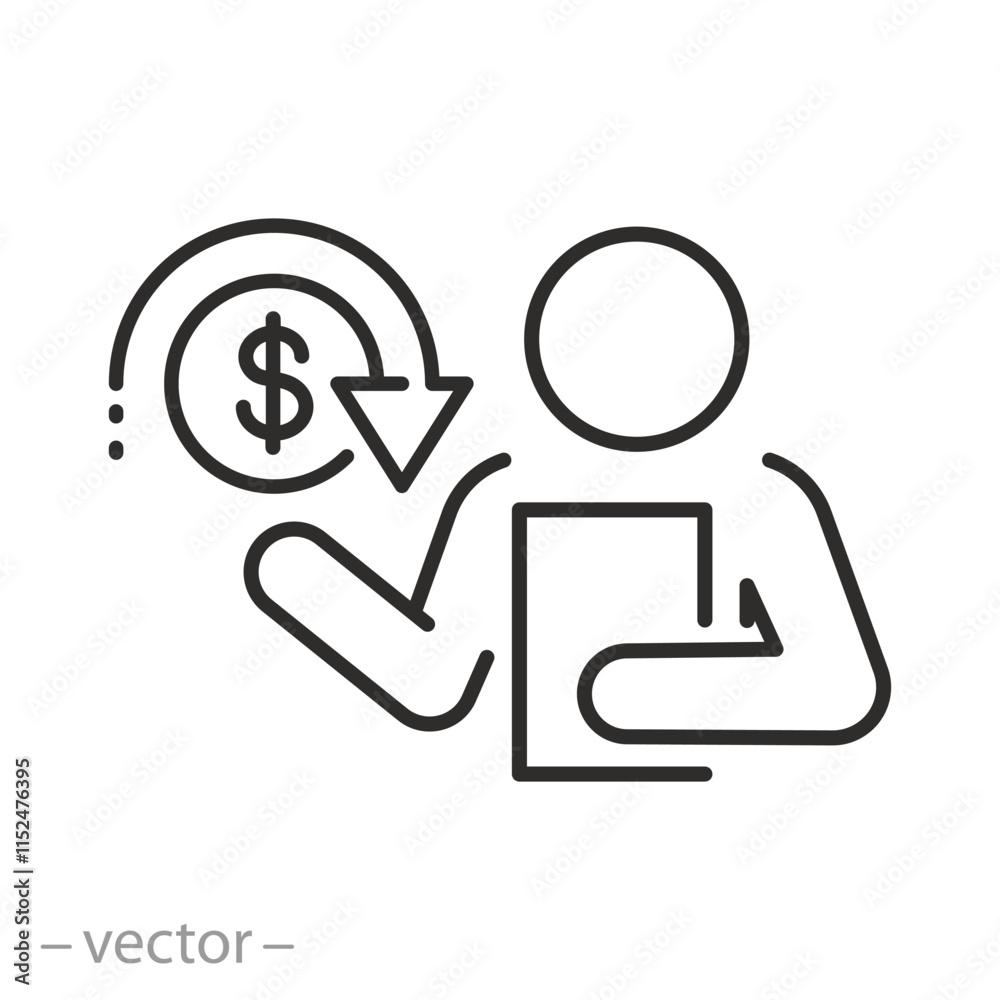 financial collector with clipboard icon, bailiff or debt inspector, loan problems, debt, thin line web symbol on white background - editable stroke vector illustration eps10 financial collector with clipboard icon, bailiff or debt inspector, loan problems, debt, thin line web symbol on white background - editable stroke vector illustration eps10