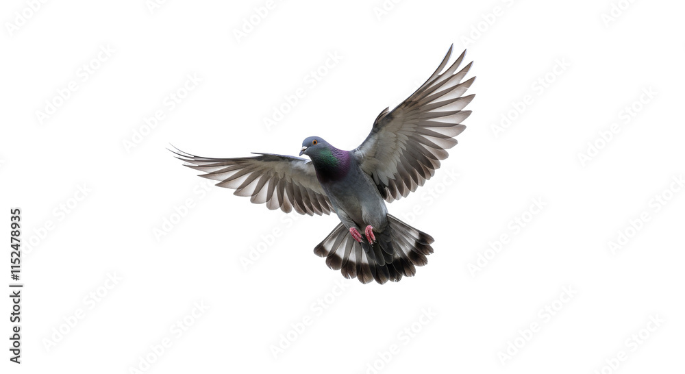 Naklejka premium Pigeon flying isolated on white background, png