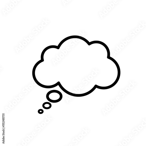 line art thought bubble thinking cloud black vector