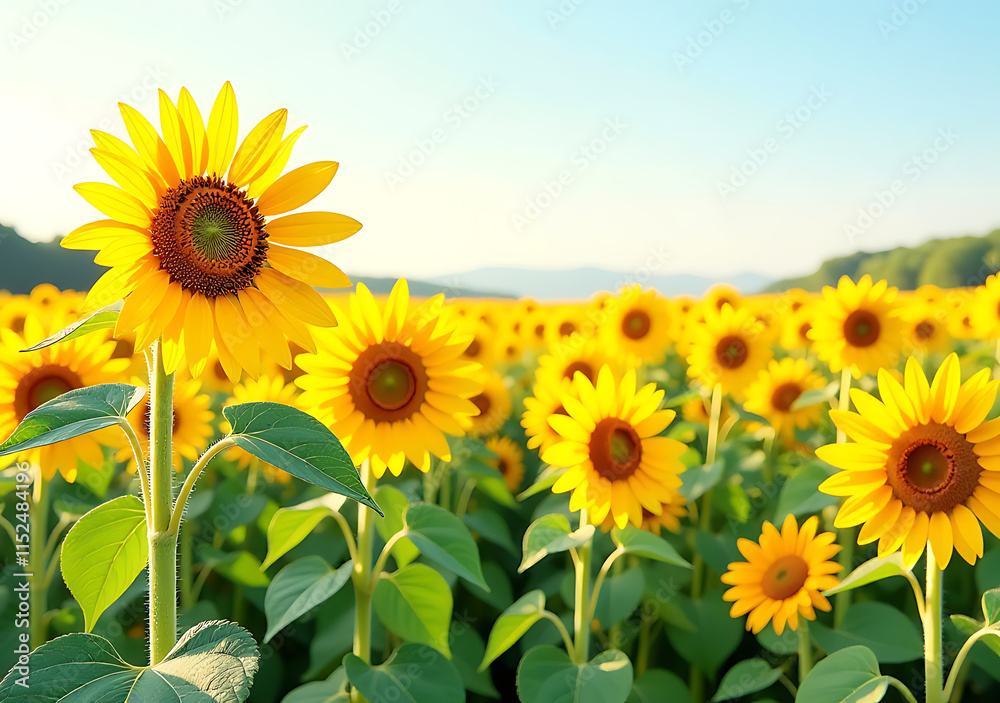 Fototapeta premium cut set beautiful sunflower fields photograph
