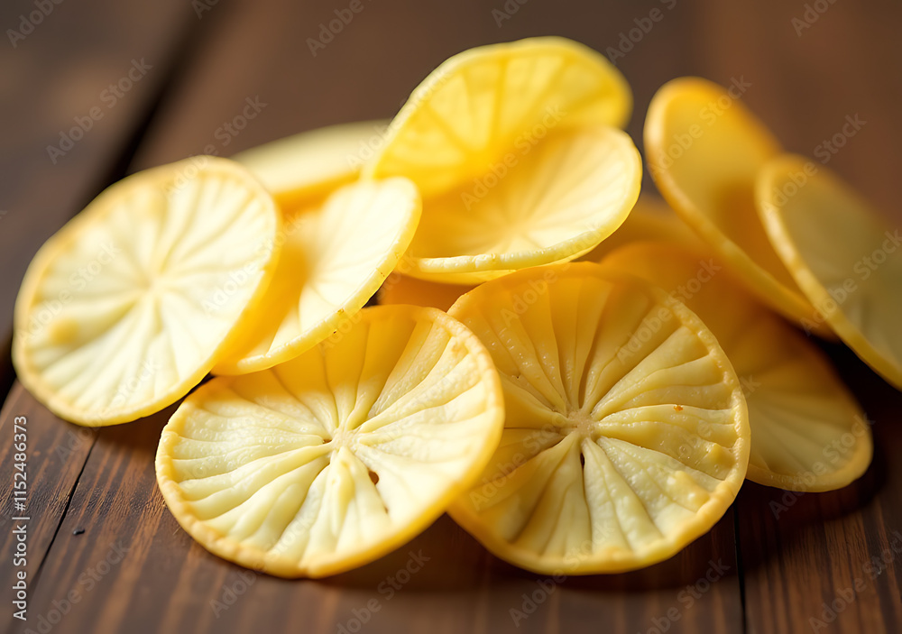 freshly cut potato chip slices tasty snack freshly cut potato chip slices tasty snack