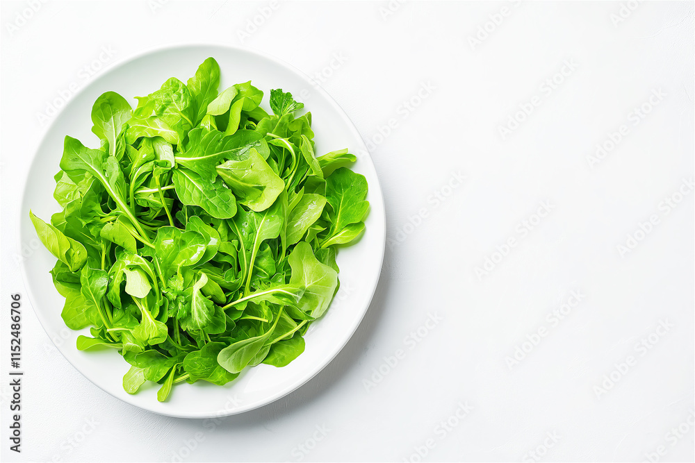 Top view of fresh green lettuce leaves in a white bowl on a clean white background. Perfect for healthy eating, diet, and culinary concepts with copy space. Top view of fresh green lettuce leaves in a white bowl on a clean white background. Perfect for healthy eating, diet, and culinary concepts with copy space.