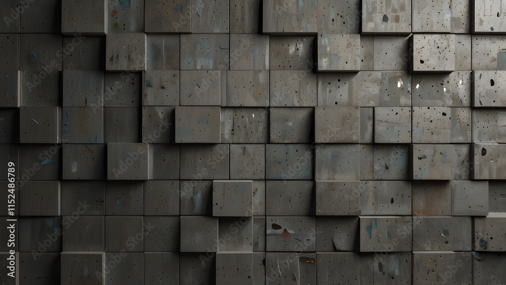 Rectangle, Concrete Mosaic Tiles arranged in the shape of a wall. Polished, Semigloss, Bricks stacked to create a 3D block background. 3D Render Generative AI Rectangle, Concrete Mosaic Tiles arranged in the shape of a wall. Polished, Semigloss, Bricks stacked to create a 3D block background. 3D Render Generative AI