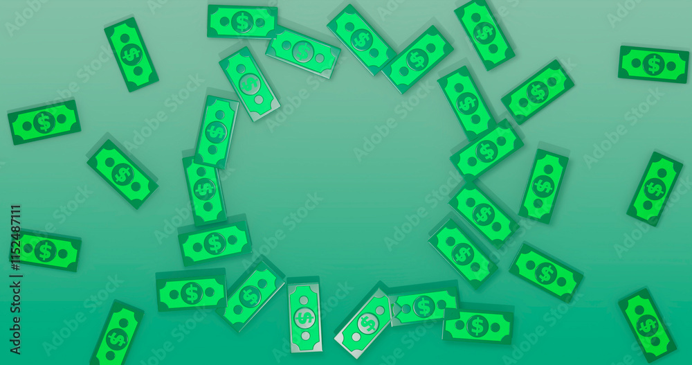 Banknote Background 3D Cartoon Render