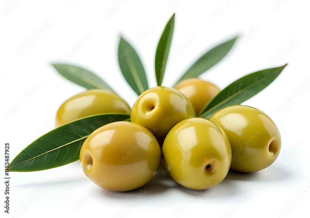 olives sit close together white background surrounded leafy green olives sit close together white background surrounded leafy green