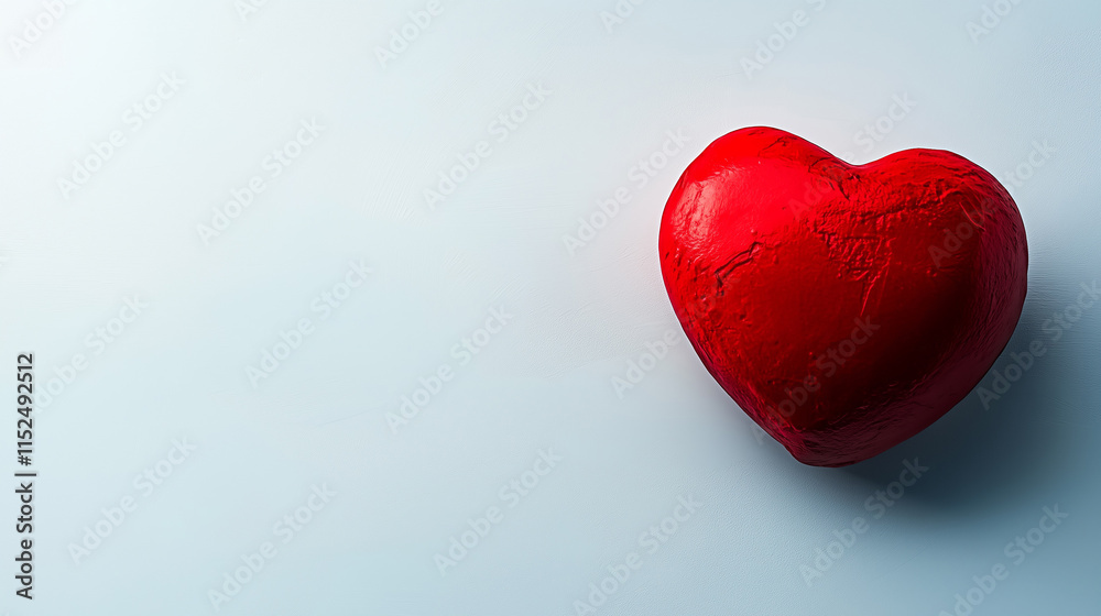 Fototapeta premium Red heart sculpture placed on a light background for decorative purposes in a creative space