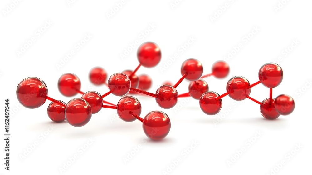 red molecule structure 3d render icon isolated on white background red molecule structure 3d render icon isolated on white background