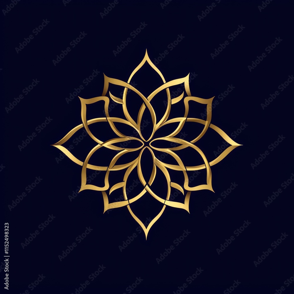 Elegant golden floral mandala design on dark background. Elegant golden floral mandala design on dark background.