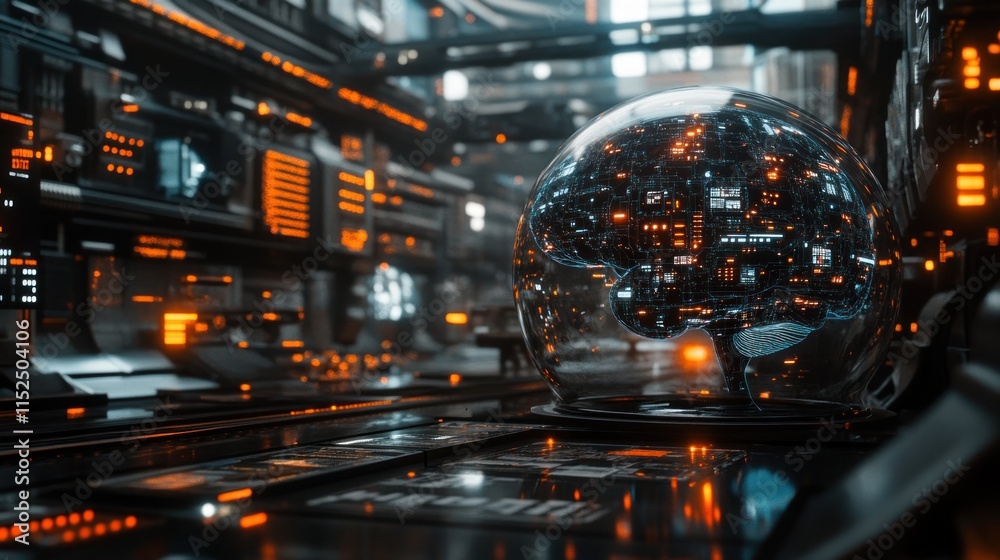 Futuristic cityscape with a transparent sphere containing a complex circuit board, symbolizing technological advancement and global connectivity. Futuristic cityscape with a transparent sphere containing a complex circuit board, symbolizing technological advancement and global connectivity.