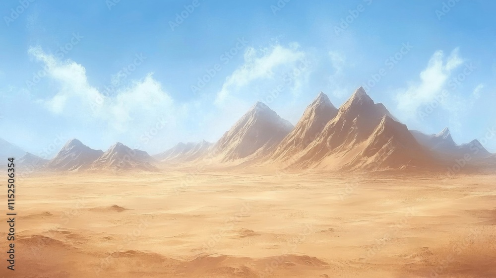 Naklejka premium Expansive Desert Landscape With Majestic Mountains