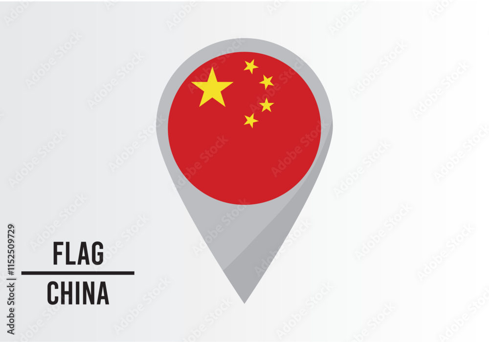 Chına Flag on Location Pin. vector illustration Chına Flag on Location Pin. vector illustration