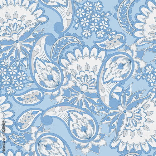 Madhubani, kalamkari, kani seamless pattern. Vector Ajrakh Ikat print patola. Background digital printing textile pattern floral allover design