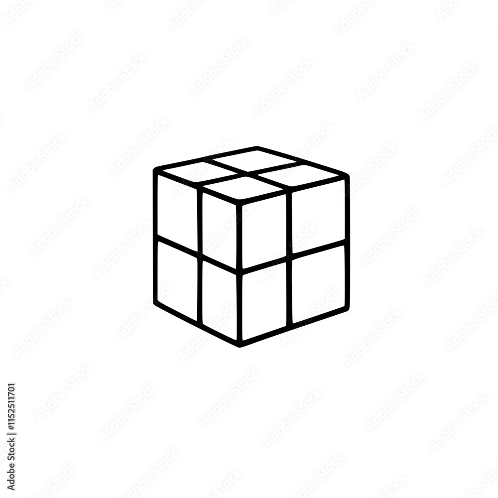 Simple white cube with bold black lines Simple white cube with bold black lines