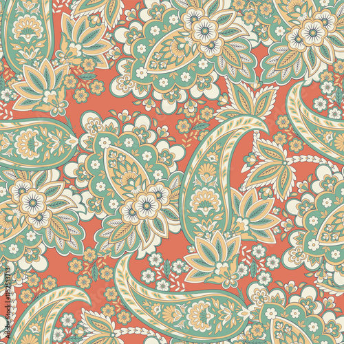 Seamless Paisley pattern in indian style. Floral vector illustration