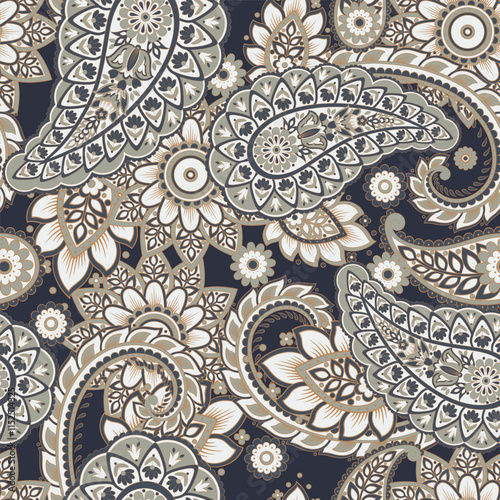 Paisley Floral oriental ethnic Pattern. Seamless Vector Ornament. Damask fabric patterns.
