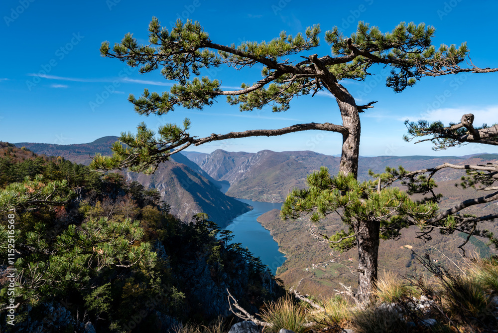 A beautiful view of Lake Perucac on the Drina river A beautiful view of Lake Perucac on the Drina river