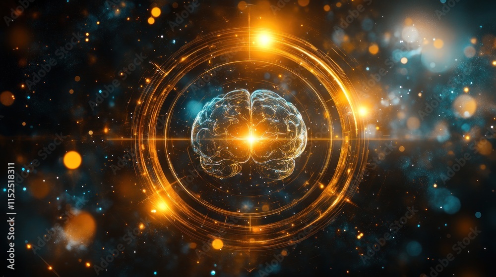 Obraz premium Glowing human brain, futuristic technology, neural network, AI concept.