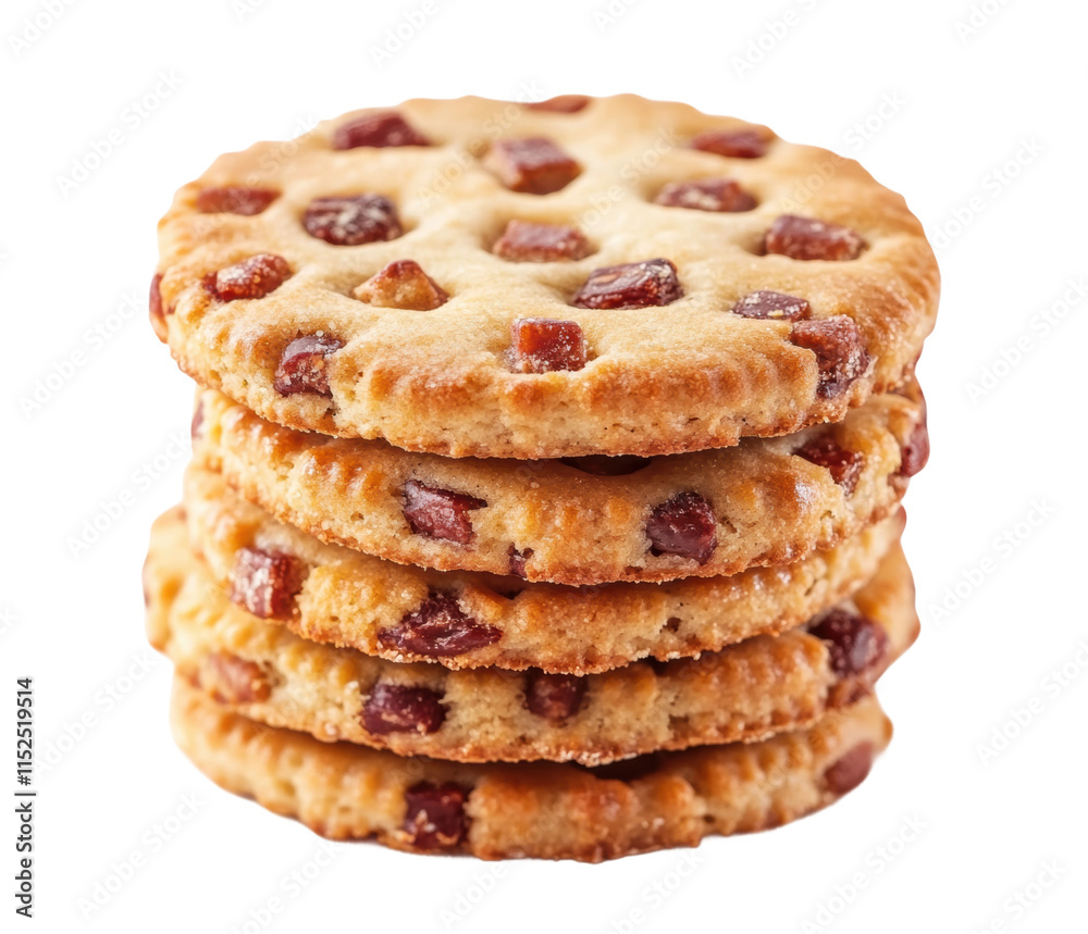 Stack of chocolate chip cookies, golden baked texture, crunchy snack, homemade dessert, classic sweet treat, and indulgent food for cookie lovers isolated on transparent background Stack of chocolate chip cookies, golden baked texture, crunchy snack, homemade dessert, classic sweet treat, and indulgent food for cookie lovers isolated on transparent background