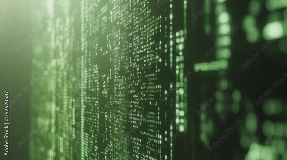 Green Digital Code Streaming Down A Screen Green Digital Code Streaming Down A Screen