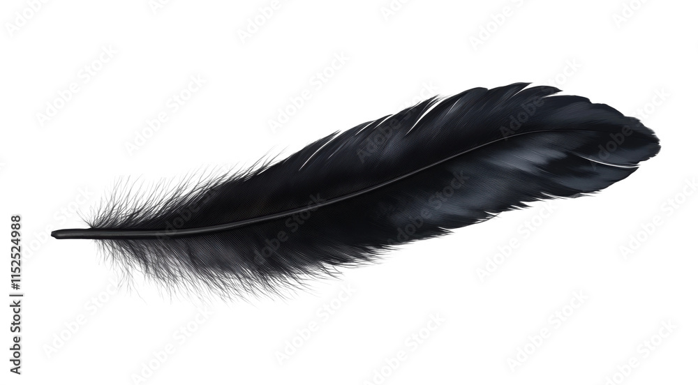 Dark feather with smooth texture and pointed tip, elegant black quill design, natural feather illustration for writing or decorative use isolated on transparent background Dark feather with smooth texture and pointed tip, elegant black quill design, natural feather illustration for writing or decorative use isolated on transparent background