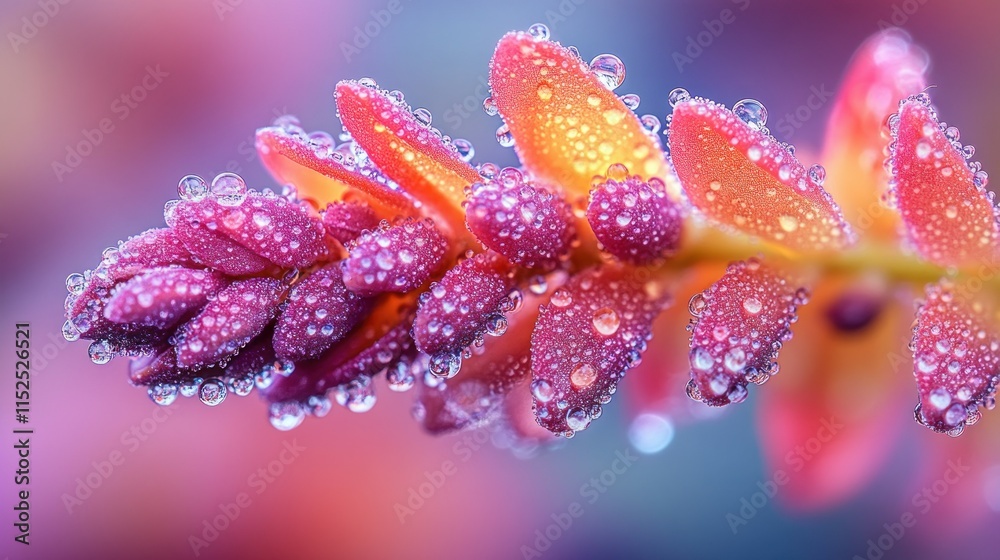 A close-up of a vibrant flower covered in droplets of water, showcasing nature's beauty.