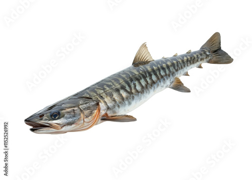 Close-up of shiny fresh fish with silver scales, seafood concept for cooking, fishing, or culinary themes isolated on transparent background photo