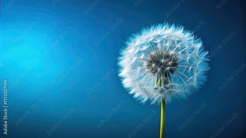 Obraz premium dandelion on blue background, flowers, yellow, dandelion, wildflower, blooming, garden, nature, field, countryside, landscape