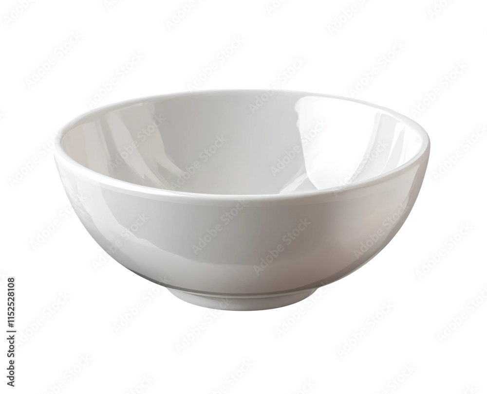 Glossy white ceramic bowl with simple and modern design, minimalist kitchenware for serving food or decoration, elegant and versatile piece isolated on transparent background Glossy white ceramic bowl with simple and modern design, minimalist kitchenware for serving food or decoration, elegant and versatile piece isolated on transparent background