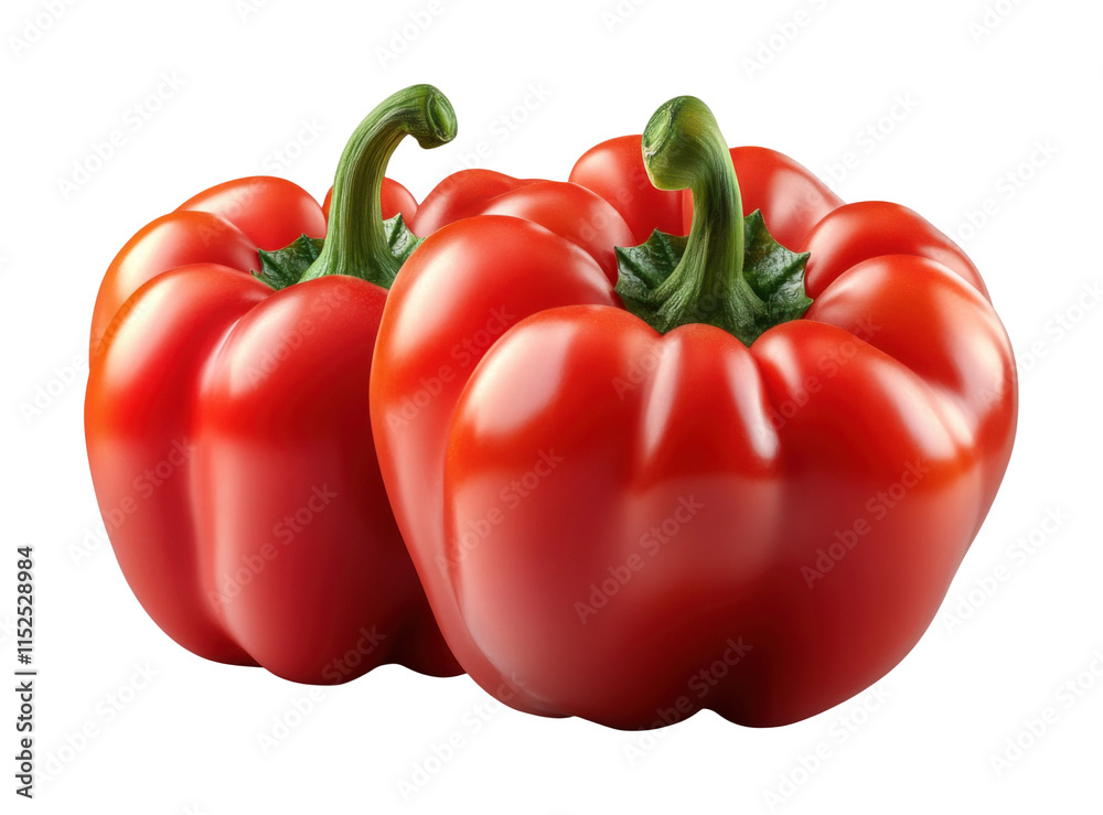 Fresh red bell peppers perfect for culinary use in diverse recipes and healthy meals. Isolated on transparent background, png. Fresh red bell peppers perfect for culinary use in diverse recipes and healthy meals. Isolated on transparent background, png.
