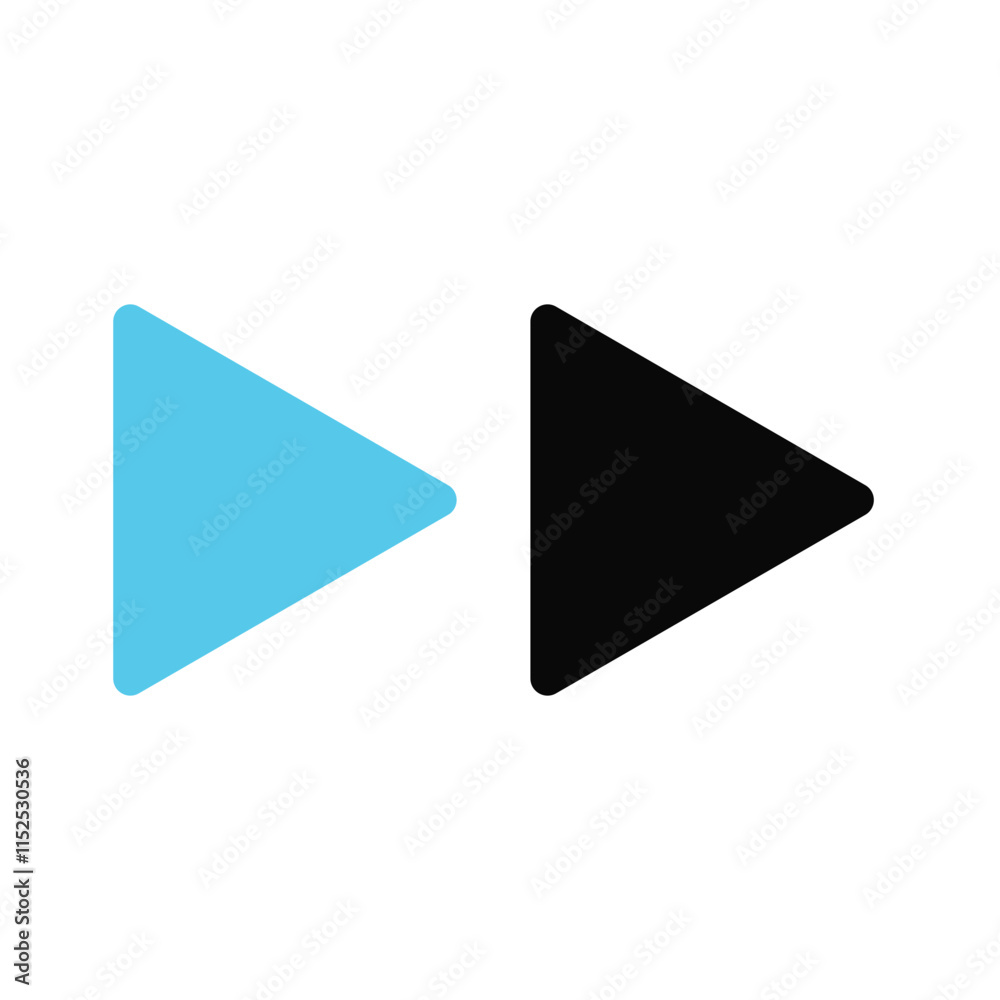Dual Play Button Icons in Blue and Black Dual Play Button Icons in Blue and Black