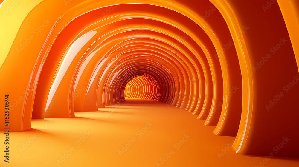 Fototapeta premium Arched tunnel, liminality, 3d background, 3d rendering. Liminality. Illustration