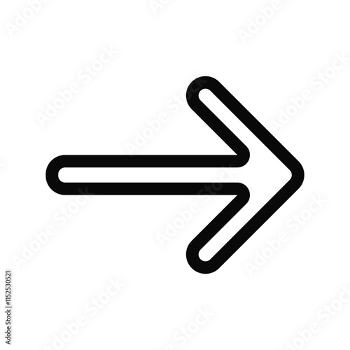 Simple minimalist rounded arrow hollowed out in outline