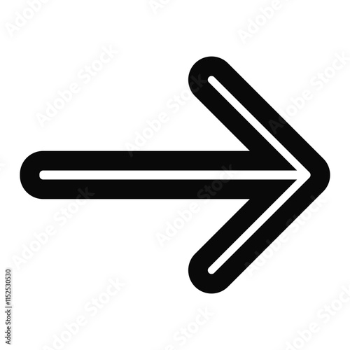 Simple minimalist rounded arrow hollowed out in outline