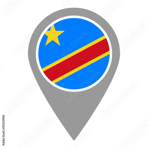 Congo flag location pin, flag application, Flag on Location Pin, graphic design, map pointer, vector illustration.