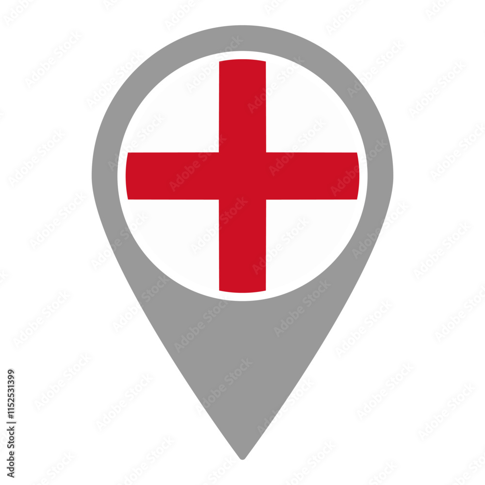 England flag location pin, flag application, Flag on Location Pin, graphic design, map pointer, vector illustration. England flag location pin, flag application, Flag on Location Pin, graphic design, map pointer, vector illustration.